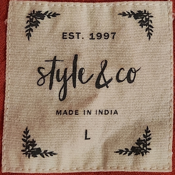 EUC STYLE & CO CORAL EMBROIDERED EYELET PINTUCKED TUNIC  SZ L - Picture 10 of 11